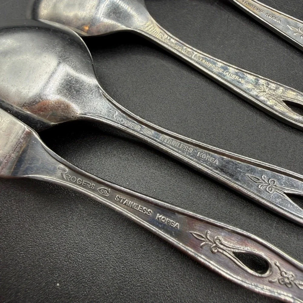 Vintage Rogers Autumn Ballad Flatware 33 Set Floral Stainless Steel Fork Serving